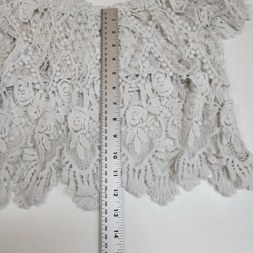Derek Heart White‎ Floral Lace Crochet Off Shoulder Top Size Small Boho - Picture 5 of 7